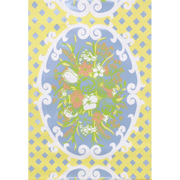 Vintage Mid Century Wallpaper 29" x 28" 1 Roll Panel MCM Mod Floral Bouquet 60s - Picture 2 of 8